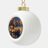 Cocker Spaniel Kerst Feestelijke Reis Keramische Bal Ornament (Rechts)