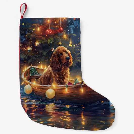 Cocker Spaniel Kerst Feestelijke Reis Kleine Kerstsok (Voorkant)