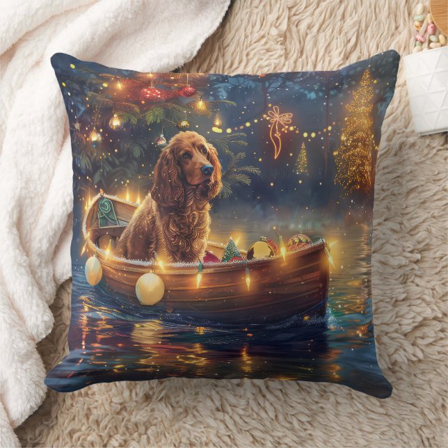 Cocker Spaniel Kerst Feestelijke Reis Kussen (Deken)