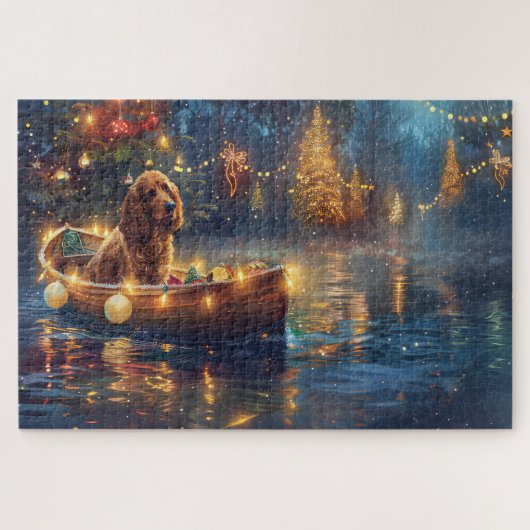 Cocker Spaniel Kerst Feestelijke Reis Legpuzzel (Horizontaal)