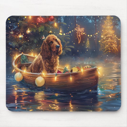 Cocker Spaniel Kerst Feestelijke Reis Muismat (Voorkant)