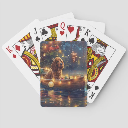 Cocker Spaniel Kerst Feestelijke Reis Pokerkaarten (Achterkant)