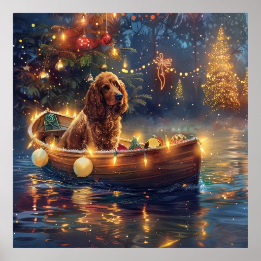 Cocker Spaniel Kerst Feestelijke Reis Poster (Voorkant)