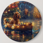 Cocker Spaniel Kerst Feestelijke Reis Ronde Button 6,0 Cm (Voorkant)