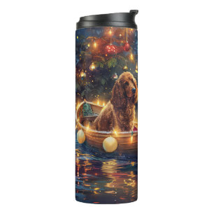Cocker Spaniel Kerst Feestelijke Reis Thermosbeker