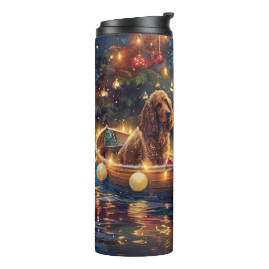 Cocker Spaniel Kerst Feestelijke Reis Thermosbeker (Gedraaid links)