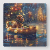 Cocker Spaniel Kerst Feestelijke Reis Vierkante Klok (Voorkant)