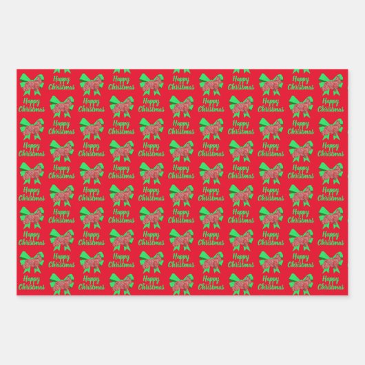 Cocker Spaniel Kerst Hond & Groene Boog 3 kleuren Inpakpapier Vel (Voorkant)