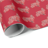 Cocker Spaniel Kerst Hond Silhouet Rood Cadeaupapier (Rol Hoek)