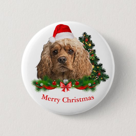 Cocker spaniel Kerst knopen Ronde Button 5,7 Cm (Voorkant)