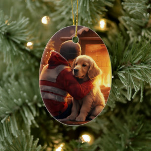 Cocker Spaniel Kerst Ornament, Brandweerman Pet Keramisch Ornament