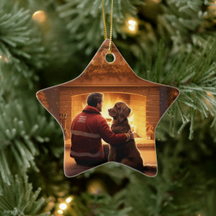 Cocker Spaniel Kerst Ornament, Brandweerman Pet Keramisch Ornament