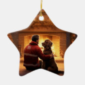 Cocker Spaniel Kerst Ornament, Brandweerman Pet Keramisch Ornament (Voorkant)