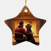 Cocker Spaniel Kerst Ornament, Brandweerman Pet Keramisch Ornament (Achterkant)