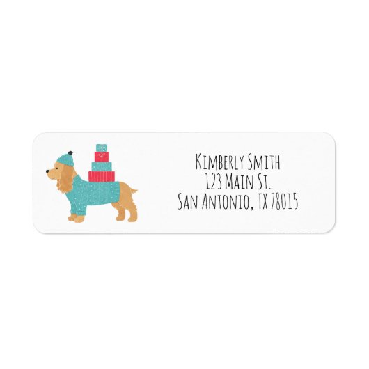 Cocker Spaniel Kerst Retouradres Etiket (Voorkant)