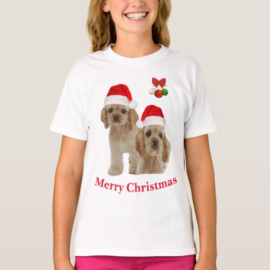 Cocker Spaniel Kerst T-Shirt (Voorkant)