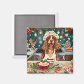 Cocker Spaniel Kerstbakken: Feestelijke Kerstmis Magneet (Voorkant / Achterkant)