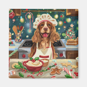 Cocker Spaniel Kerstbakken: Feestelijke Kerstmis Magneet