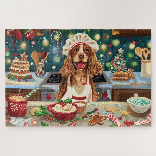 Cocker Spaniel Kerstbakken: Festieve Kerstmis Legpuzzel (Horizontaal)