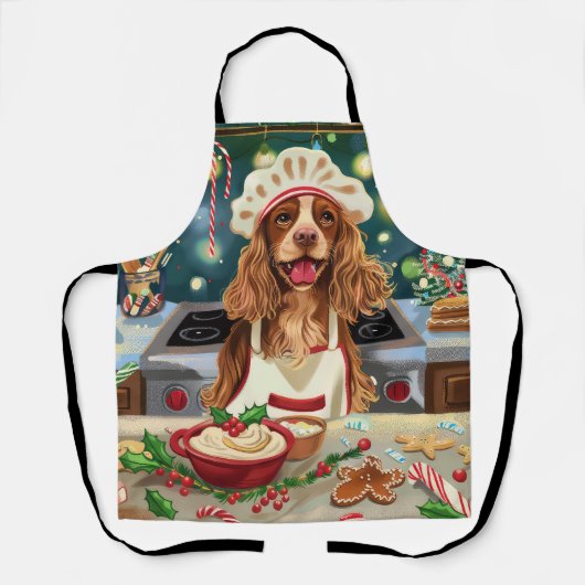 Cocker Spaniel Kerstbakken: Festieve Kerstmis Schort (Voorkant)