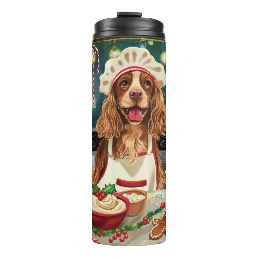 Cocker Spaniel Kerstbakken: Festive Kerstmis Thermosbeker (Voorkant)
