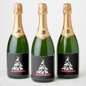 Cocker Spaniel kerstboom Sparkling Wijnetiket (Flessen)