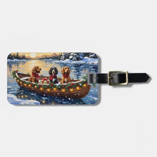 Cocker Spaniel Kerstboot Vakantie Bagagelabel (Voorkant horizontaal)