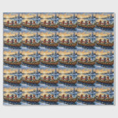 Cocker Spaniel Kerstboot Vakantie Cadeaupapier (Vlak)