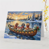 Cocker Spaniel Kerstboot Vakantie Kaart (Gele Bloem)