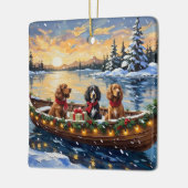 Cocker Spaniel Kerstboot Vakantie Keramisch Ornament (Links)