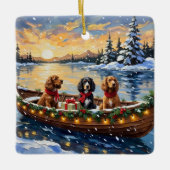 Cocker Spaniel Kerstboot Vakantie Keramisch Ornament (Voorkant)