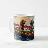 Cocker Spaniel Kerstboot Vakantie Koffiemok (Voorkant links)