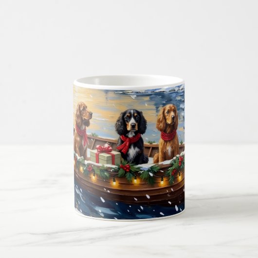 Cocker Spaniel Kerstboot Vakantie Koffiemok (Center)