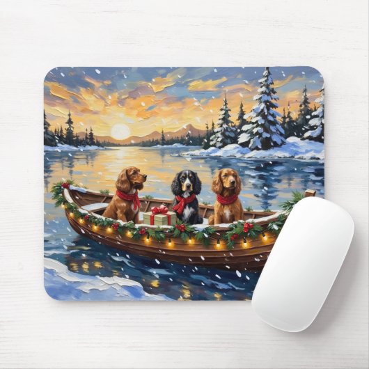 Cocker Spaniel Kerstboot Vakantie Muismat (Met muis)