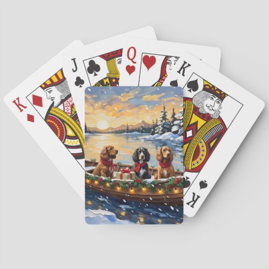 Cocker Spaniel Kerstboot Vakantie Pokerkaarten (Achterkant)