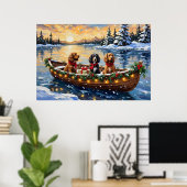 Cocker Spaniel Kerstboot Vakantie Poster (Thuiskantoor)