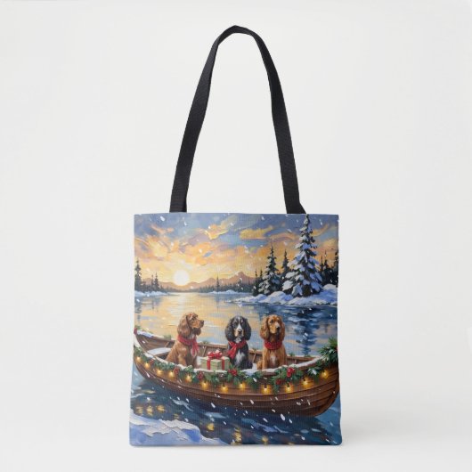 Cocker Spaniel Kerstboot Vakantie Tote Bag (Voorkant)
