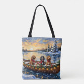 Cocker Spaniel Kerstboot Vakantie Tote Bag (Achterkant)