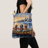 Cocker Spaniel Kerstboot Vakantie Tote Bag (Dichtbij)