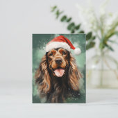 Cocker Spaniel Kerstborstel schilderen kunstwerk Feestdagenkaart (Staand voorkant)