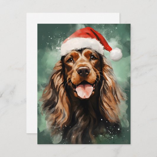 Cocker Spaniel Kerstborstel schilderen kunstwerk Feestdagenkaart (Voorkant / Achterkant)