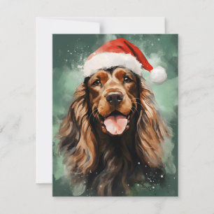 Cocker Spaniel Kerstborstel schilderen kunstwerk Feestdagenkaart