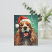 Cocker Spaniel Kerstborstel schilderen kunstwerk Feestdagenkaart (Staand voorkant)