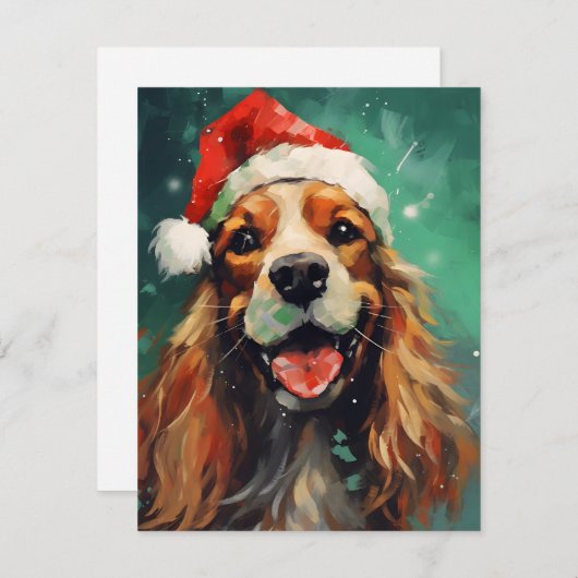 Cocker Spaniel Kerstborstel schilderen kunstwerk Feestdagenkaart (Voorkant / Achterkant)