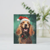 Cocker Spaniel Kerstborstel schilderen kunstwerk Feestdagenkaart (Staand voorkant)