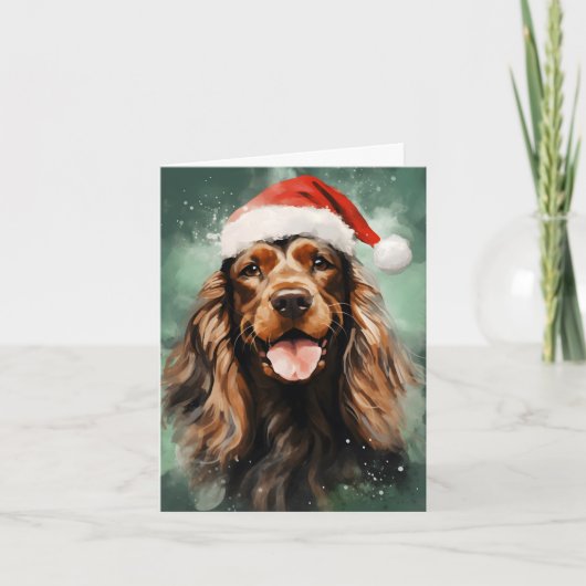 Cocker Spaniel Kerstborstel schilderen kunstwerk Kaart (Voorkant)