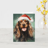 Cocker Spaniel Kerstborstel schilderen kunstwerk Kaart (Gele Bloem)