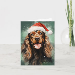 Cocker Spaniel Kerstborstel schilderen kunstwerk Kaart