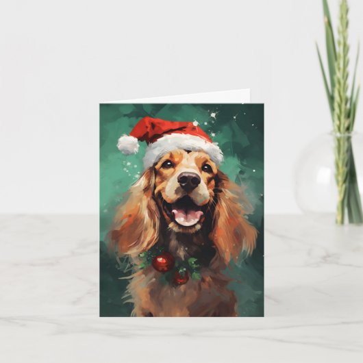Cocker Spaniel Kerstborstel schilderen kunstwerk Kaart (Voorkant)