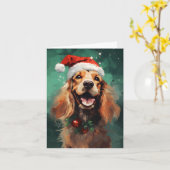 Cocker Spaniel Kerstborstel schilderen kunstwerk Kaart (Gele Bloem)